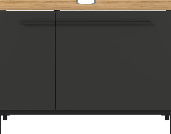 Waschbeckenunterschrank YONKERS 80 x 59 cm Graphit/ Navarra Eiche