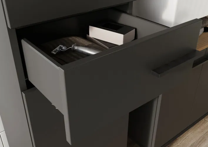 Waschbeckenunterschrank YONKERS 80 x 59 cm Graphit/ Navarra Eiche