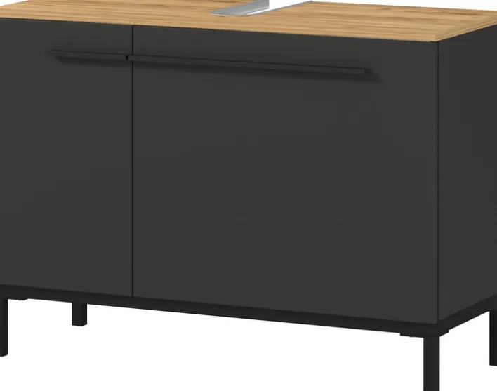 Waschbeckenunterschrank YONKERS 80 x 59 cm Graphit/ Navarra Eiche
