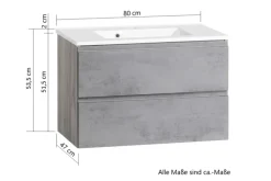 Waschtisch GENT weiß/braun 80cm