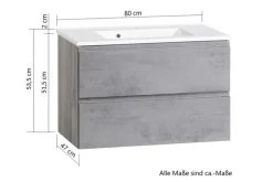 Waschtisch GENT weiß/braun 80cm