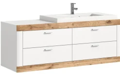 Waschtisch LAREDO 132 x 50 cm Weiß/ Eiche