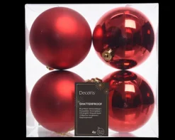Weihnachtskugeln MIX 4-teilig je 10 cm rot