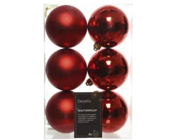 Weihnachtskugeln Set 6-tlg. 8 cm bruchfest weihnachtsrot