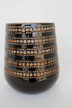 Windlicht MAMOUSH 20cm schwarz goldfarbig