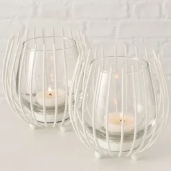 Windlicht Set LAVAL 4-teilig weiß