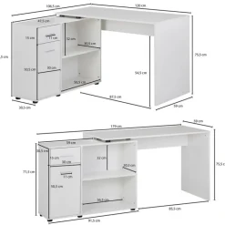 Winkelschreibtisch 120 x 107 cm