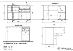 Winkelschreibtisch LION 117 x 120 cm Weiß/ Navarra-Eiche