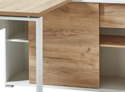 Winkelschreibtisch LION 117 x 120 cm Weiß/ Navarra-Eiche