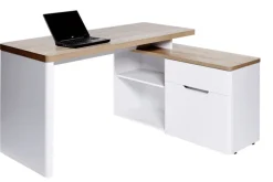 Winkelschreibtisch Riviera Eiche Nachbildung/Weiß matt ca. 140 x 118 x 77 x 55 cm