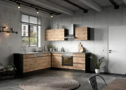 Winkelzeile AALBORG 240 x 240 cm Graphit/ Wotan Eiche Dekor