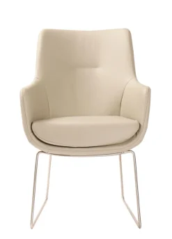 WK-WOHNEN Armlehnstuhl Lederbezug weiß