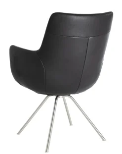 WK-WOHNEN Armlehnstuhl Lederbezug schwarz/ silber