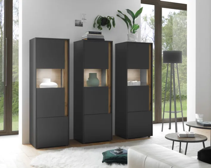 Wohnkombi 17 CITY 3-teilig 190 x 155 cm Anthrazit/Wotan Eiche Dekor