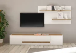 Wohnkombi 15 CITY 2-teilig 300 x 180 cm Weiß/Wotan Eiche Dekor