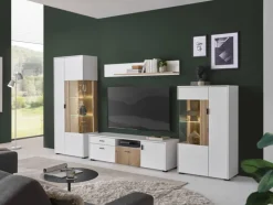 Wohnkombi 13 HUDSON 4-teilig 320x180 cm weiß/braun