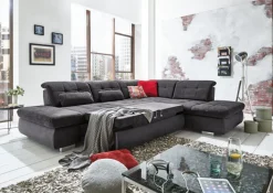 Wohnlandschaft LANCE 323 x 260 cm Stoffbezug belle black