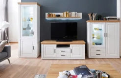 Wohnwand 369 cm NB Pinie Aurelio weiß /Grandson Oak braun