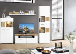 Wohnwand FUN PLUS 4-teilig Eiche/ weiß