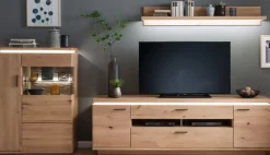 Wohnwand II BARCELONA 3-teilig Balkeneiche bianco