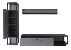 Wohnwand LUXOR I 3-teilig Royla grau/ anthrazit