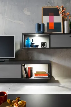 Wohnwand LUXOR 2-teilig Royal grau/ anthrazit