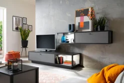 Wohnwand LUXOR 2-teilig Royal grau/ anthrazit