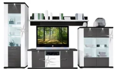 Wohnwand MANHATTAN 4-teilig weiß/ grau