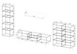 Wohnwand-Kombination 17 ALVA 4-teilig Salbeifarbig/braun 337 x 197 x 40 cm