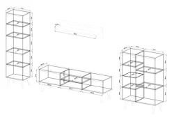 Wohnwand-Kombination 12 ALVA 4-teilig Salbeifarbig/braun 320 x 197 x 40 cm