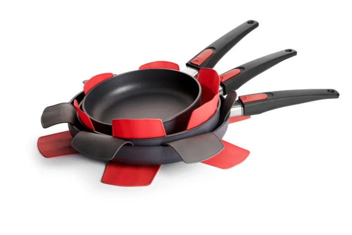 WOLL Pfannenschutz-Set 3-teilig Silikon rot/grau